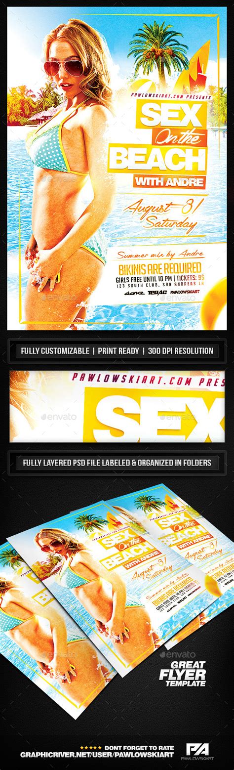 Sex On The Beach V2 Party Flyer Template By Pawlowskiart Graphicriver
