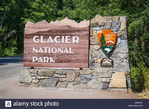 Glacier National Park Entrance Sign High Resolution Stock Photography
