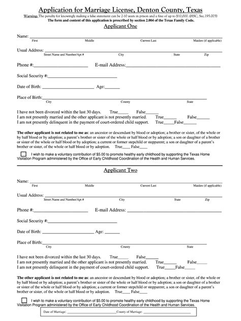 Denton County Marriage License 2020 2021 Fill And Sign Printable