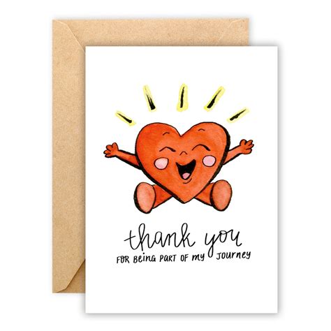 Thank You Heart Card Greeting Card Thank You Card Cute Etsy