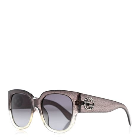 gucci acetate glitter square optyl sunglasses gg3836 f s black silver 803645 fashionphile