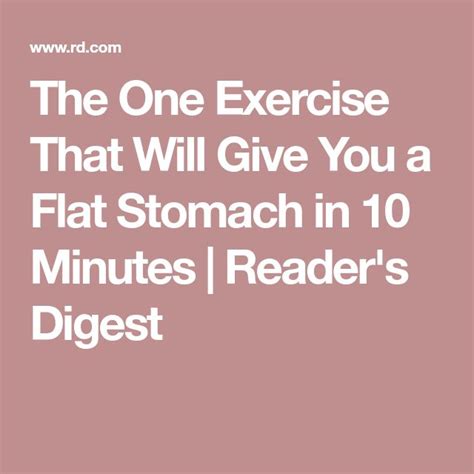 The One Exercise That Will Give You A Flat Stomach In 10 Minutes