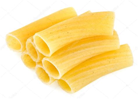 Uncooked Pasta Tubes Rigatoni Isolated On White Background — Stock