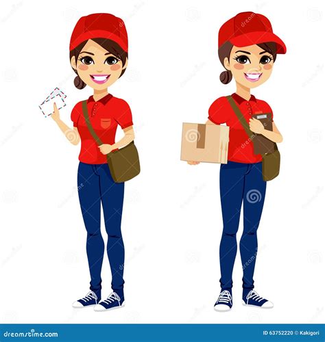 Postwoman Delivering Mail Parcel Stock Vector Illustration Of Post