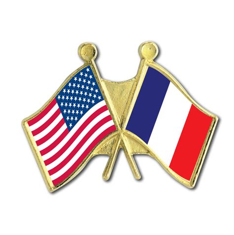 Us France Crossed Flags Pin