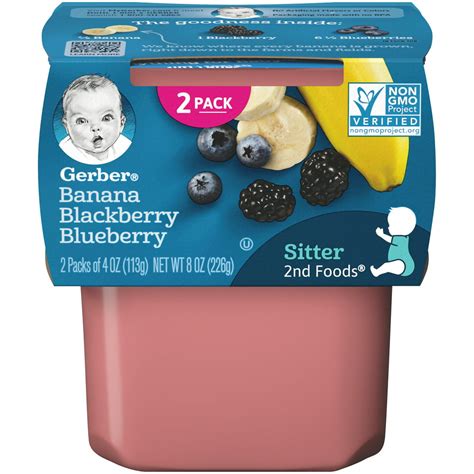 Gerber 2nd Foods Banana Blackberry Blueberry Baby Food 4 Oz Tubs 2