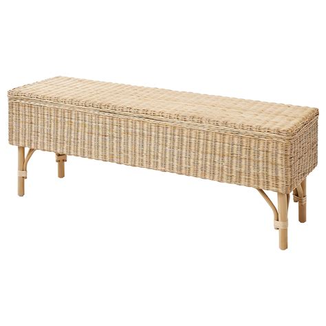 Tolkning Bench With Storage Handmade Rattan 120 Cm Ikea