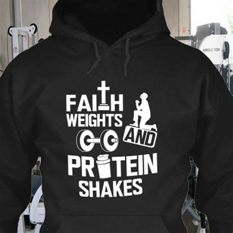 faith weights and protein shake workout humor workout clothes funny shirts