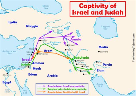 Assyrian And Babylonian Captivity And Exile Of Israel And Judah Map Bible