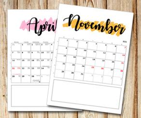 Lag en gratis kalender, klar til å skrives ut. Gratis utskrivbara kalendrar