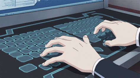Two Hands Typing On A Computer Keyboard In Front Of A Large Screen With