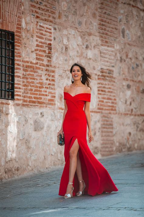 Vestidos De Fiesta De Boda Con Corte En A Rojo Largo Corte Lateral