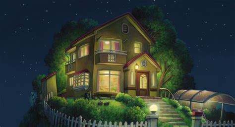 Anime Landscape House From The Movie Ponyo Ghibli Anime Background