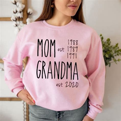 Personalized Mom Est Grandma Est Custom Shirt Mom Grandma Etsy