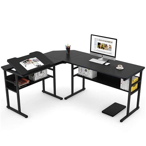 Tribesigns Modern L Shaped Desk With Bookshelf 67 Inch Double Corner