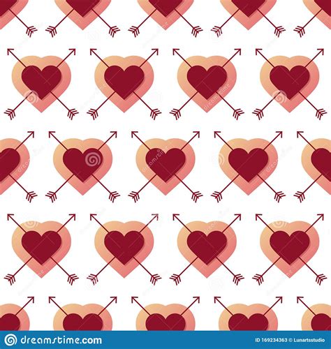 Heart And Arrow Seamless Pattern Vector Illustration With Creative