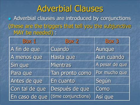 Ppt The Subjunctive With Adverbial Conjunctions Powerpoint