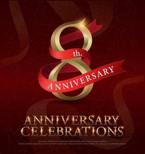 Aniversario De 8 Años Aniversario Logo Dorado Vector Premium