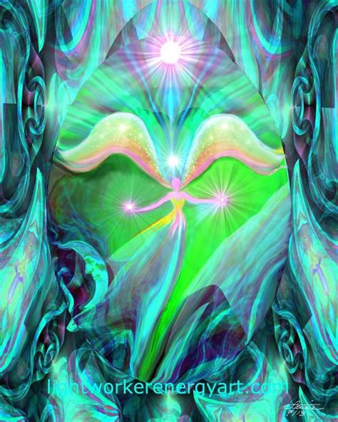 Heart Chakra Art Green Reiki Healing Angel Print Forgiveness
