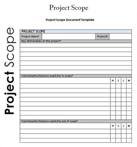 Project Scope Excel Template