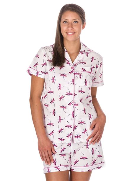 Womens Premium 100 Cotton Poplin Short Pajama Set Short Pajama Set