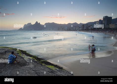 Ipanema Beach At Sunset Rio De Janiero Brazil Stock Photo Alamy