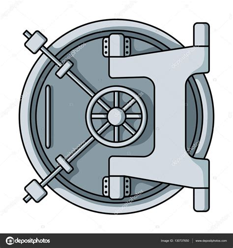 Bank Vault Icon In Cartoon Style Isolated On White Background Money