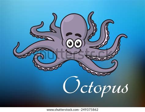 Smiling Cute Violet Cartoon Baby Octopus Stock Vector Royalty Free