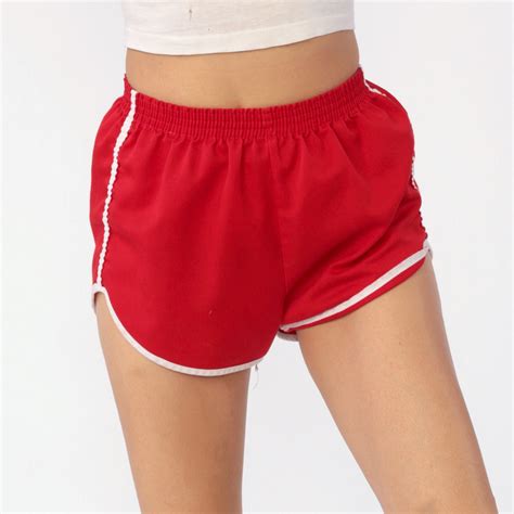 red gym shorts 80s running shorts racing short high waisted retro gym jogging shorts 1980s