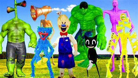 Team Hulk And Siren Head Hulk And Cartoon Cat Scp Huggy Wuggy Scp Monsters Trevor