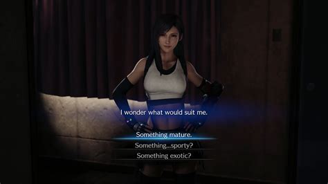 The final fantasy vii remake is estimated to be the third best selling ps4 exclusive on psn, meaning lots of people are enjoying the there are lots of choices in the final fantasy vii remake and while some of them are purely superficial and for show like in persona 5 tifa or aerith in ff7 remake? Final Fantasy 7 Remake Choose Mature, Sporty, Or Exotic ...