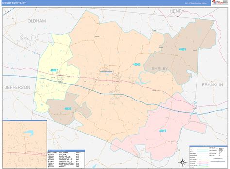 Shelby County Ky Wall Map Color Cast Style By Marketmaps