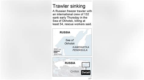 Russian Trawler With 132 Crew Sinks In Sea Of Okhotsk At Least 43 Dead