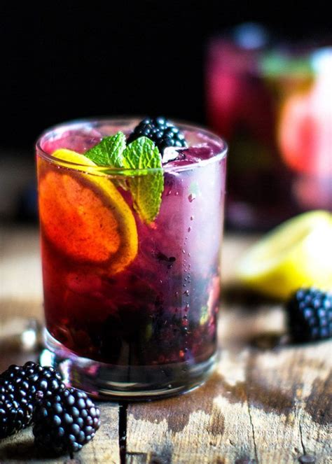 Blackberry Lemon Gin And Tonic Fruit Cocktail Drink
