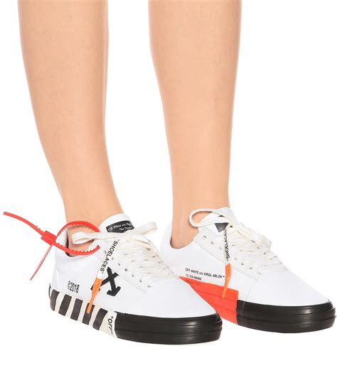 Off White Co Virgil Abloh Canvas Low Vulcanised Trainers In White