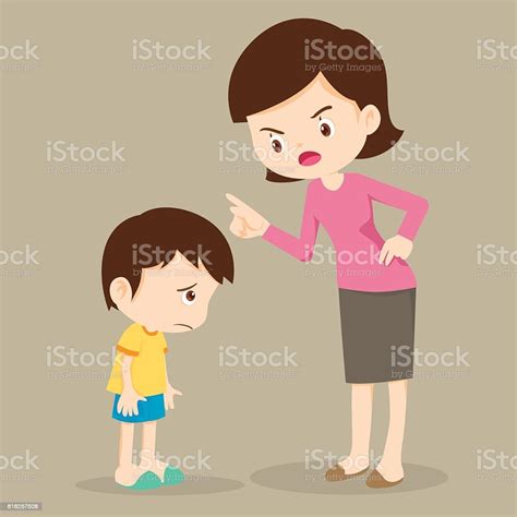 Mother Angry At Her Son And Blame Stock Illustration Download Image