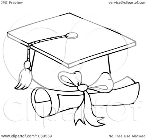Royalty Free Vector Clip Art Illustration Of An Outlined Graduation Cap