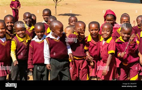 African Primary School Children On Their Lunch Break Stock Photo Alamy