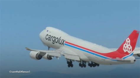 Cargolux Boeing 747 8f Lx Vcd Heavy Takeoff At Lax Must See Youtube