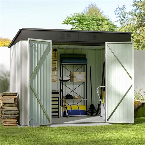 Patiowell 8' x 6' Metal Outdoor Storage Shed – Equipped with Vents and