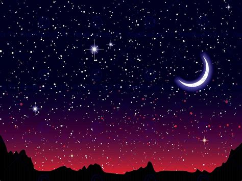 Painting Illustration Starry Night Sky Crescent Moon Art