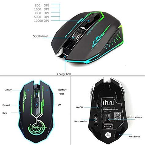 Uhuru Wireless Gaming Mouse Up To 10000 Dpi Rechargeable Usb Wireless