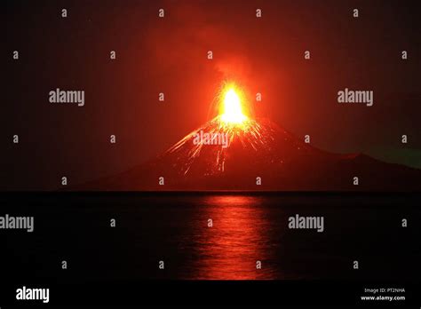 Eruption Of Anak Krakatau Volcano Indonesia Stock Photo Alamy