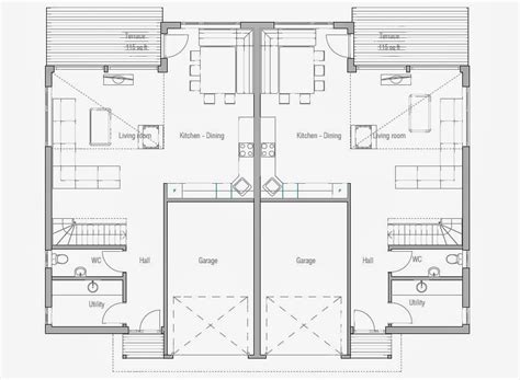 Affordable Home Plans: Economical duplex Home Plan CH158D
