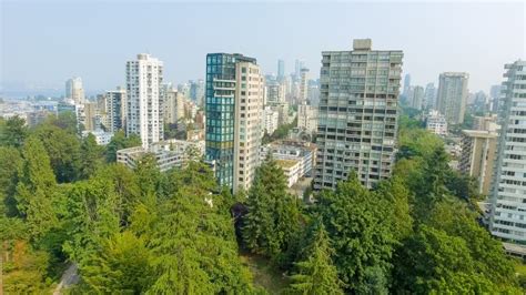 Aerial View Of Vancouver Skyline From Stanley Park Canada Stock Photo