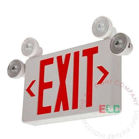 Lfi Lights Extra Compact Red Exit Sign Emergency Light Combo All