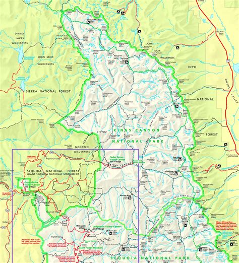 Kings Canyon National Park Tourist Map