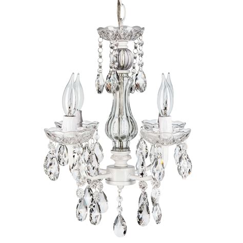 Strands of sparkling acrylic beads swag from each light bulb to the glass. Elizabeth Traditional Crystal Plug-In Chandelier | 4 ...