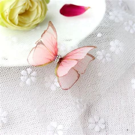 10pcs Silk Butterfly With Cz Silk Butterflies 3d Organza Etsy