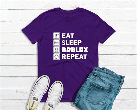 Kids Eat Sleep Roblox Repeat T Shirt Youtuber Gamer Shirt Etsy